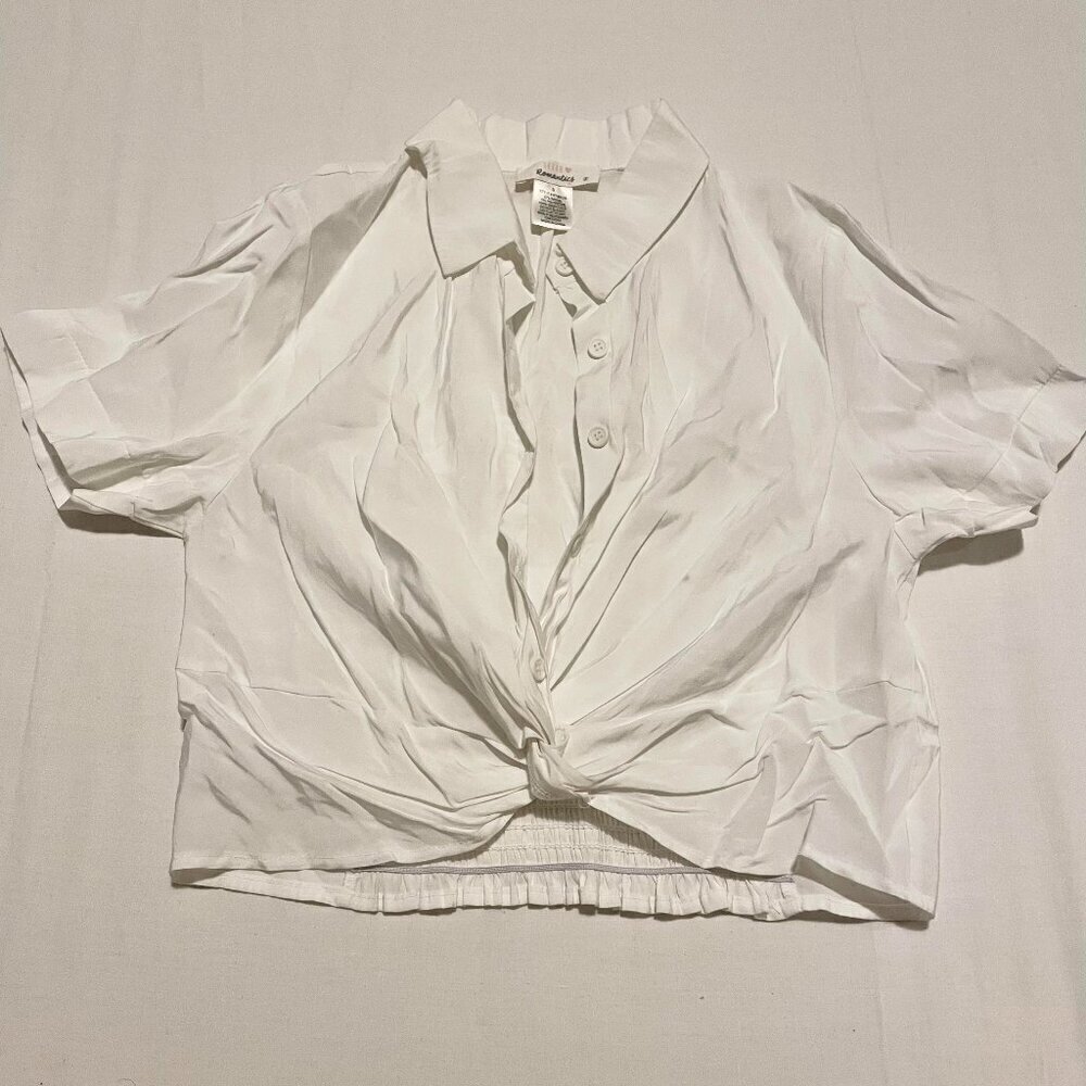 Urban Romantics Button Up Crop Top White Womens Size Small